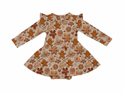 Ginger Bread Men Long Sleeve Twirl bodysuit