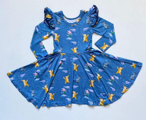 Catching Winter Wishes Long Sleeve Twirl Dress with pockets