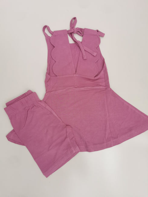 Berry Scallop Back Tunic top/short Set