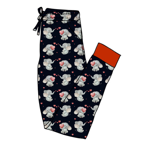 Elephant Kisses Women's Pajama Pants(Ankle Cuff)