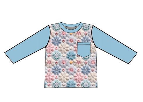 Stitched Snow Flakes Pocket Tee