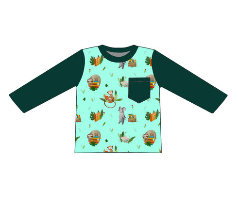 Teal Jungle Book Long Sleeve Pocket Tee