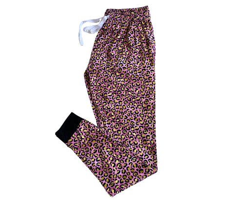 Luxe Leopard Women's Pajama Pants(Ankle Cuff)