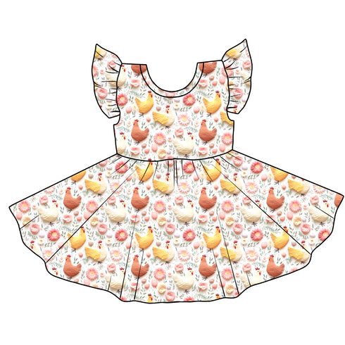 Chickens Twirl Dress with pockets