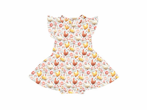 Chickens Twirl bodysuit