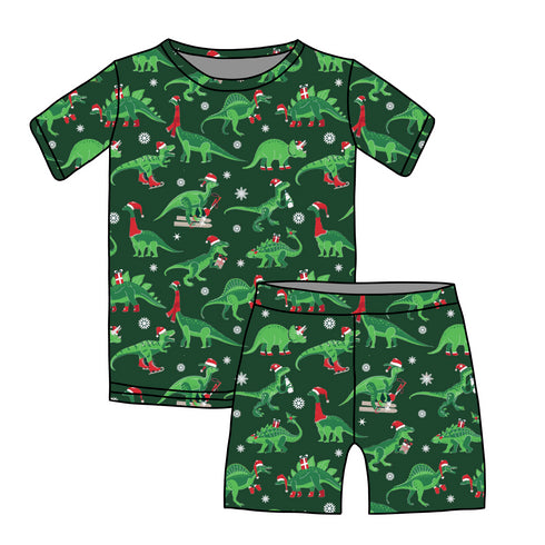 Santa Saurus short sleeve top/short Pajama set