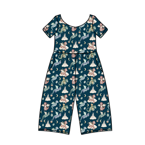 Dragons Eggscape Wide Leg Romper with pockets