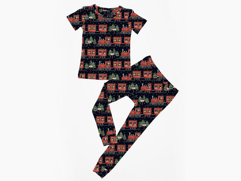 Elf Train short sleeve top/pant Pajama set