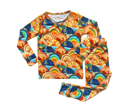 Boho Rainbows 2 piece pajama set