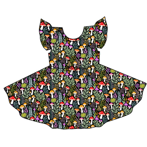 Shrooms and Blooms Twirl Dress with pockets