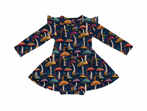 Magic Mushroom Long Sleeve Twirl bodysuit