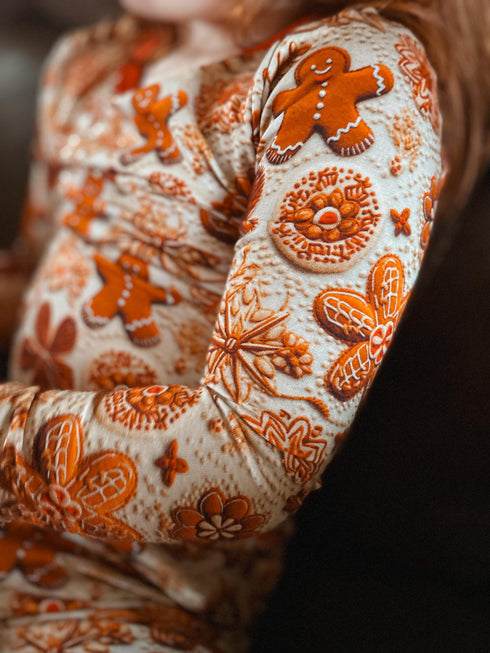 Ginger Bread Men with red trim 2 piece pajama set