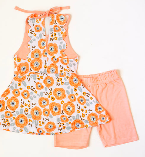 Anne Scallop Back Tunic top/short Set