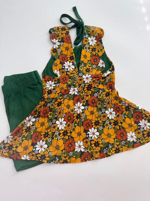Golden Meadow Scallop Back Tunic top/short Set
