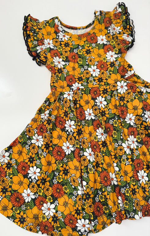 Golden Meadow Twirl Dress with pockets