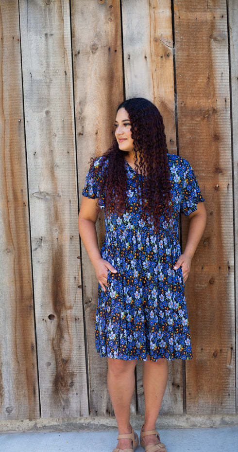 Violet V-neck Women's Dress