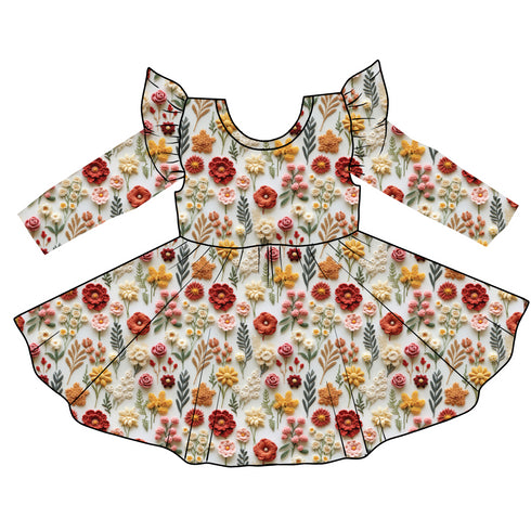 Autumn Fields Long Sleeve Twirl Dress with pockets