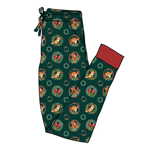 Woodland Holidays Women's Pajama Pants(Ankle Cuff)
